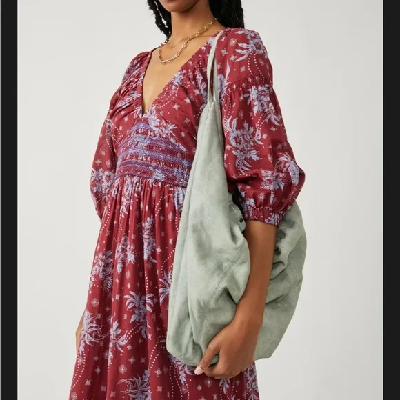 Free People WTF Sun Faded Hobo - Cactus lamb suede - Picture 2 of 14